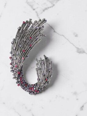 Enamel Wave Brooch Pin Pink Gold Tone Ocean Style Fashion Jewelry NEW